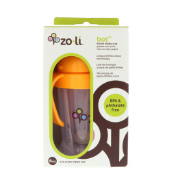 Zoli, Bot, кружка-непроливайка с соломинкой, оранжевая, 6 унций