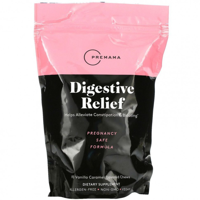 Premama, Digestive Relief, Vanilla Caramel Flavored, 90 Chews