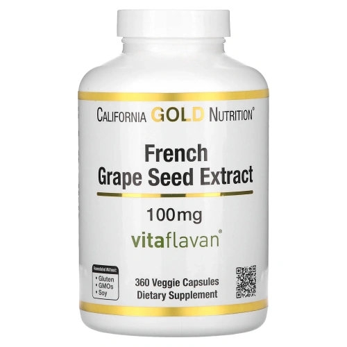 California Gold Nutrition, VitaFlavan, экстракт косточек французского винограда, полифенольный антиоксидант, 100 мг, 360 вегетарианских капсул