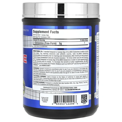 ALLMAX Nutrition, 100% чистый микронизированный глутамин, 1000 г