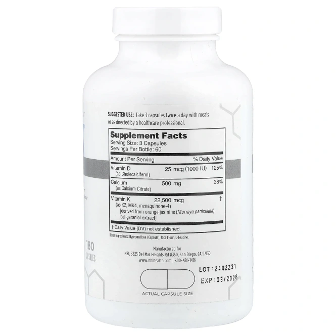 NBI, Osteo-K®, 180 капсул