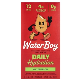 Waterboy, Daily Hydration, смесь для приготовления электролитического напитка, арбуз, 12 пакетиков по 3 г (0,11 унции)