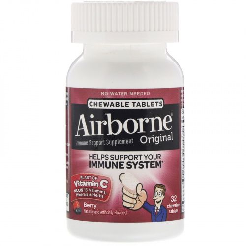 AirBorne, Оригинальная добавка для укрепления иммунитета со вкусом ягод, 32 жевательные таблетки