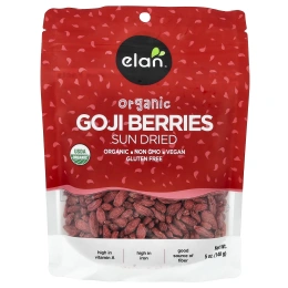 Elan, органические ягоды годжи, высушенные на солнце, 140 г (5 унций)