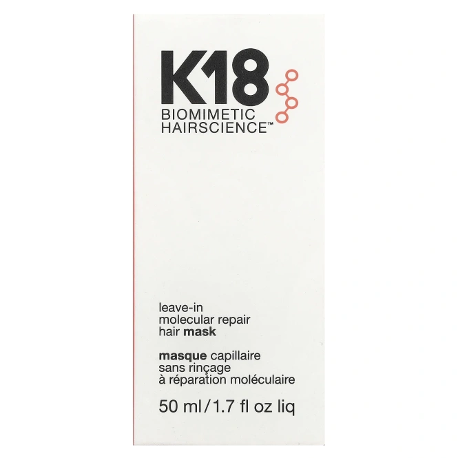 K18, Biomimetic HairScience ™, несмываемая молекулярная восстанавливающая маска для волос, 50 мл (1,7 жидк. унц.)