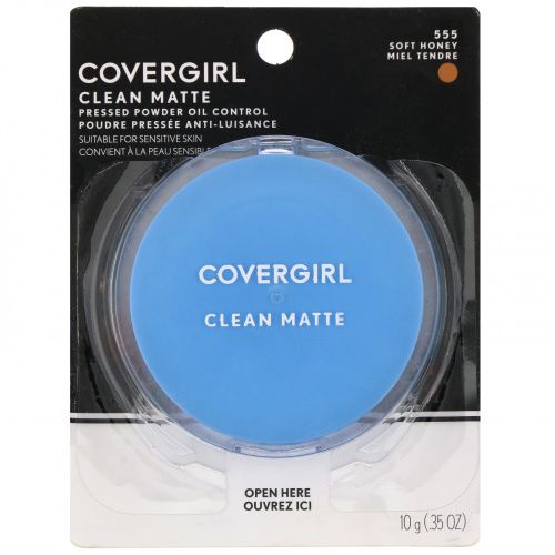 Covergirl, Clean Matte, компактная пудра, оттенок 555 «Мягкий медовый», 10 г (0,35 унции)