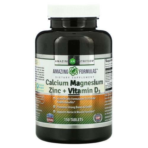 Amazing Nutrition, Кальций, магний и цинк + витамин D3, 150 таблеток