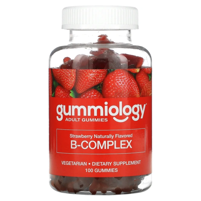 Gummiology, комплекс витаминов группы В, со вкусом клубники, 100 жевательных таблеток