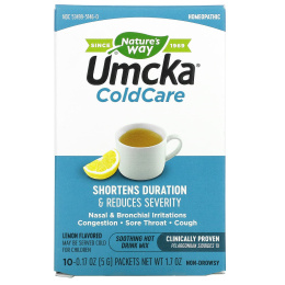 Nature's Way, Umcka, ColdCare, успокаивающий горячий напиток, со вкусом лимона, 10 пакетиков