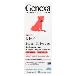 Genexa, Kid's Pain & Fever, для детей от 2 лет, органическая голубика, 118 мл (4 жидк. унц.)