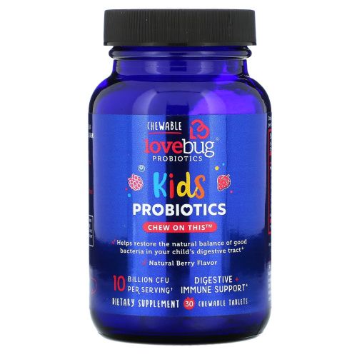 LoveBug Probiotics, Kids Probiotics,  Delicious Berry , 10 Billion CFU, 30 Chewable Tablets