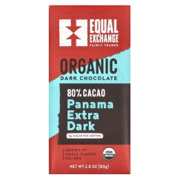 Equal Exchange, органический темный шоколад, панама, экстрачерный, 80% какао, 80 г (2,8 унции)