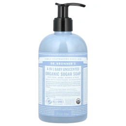 Dr. Bronner's, Органическое сахарное мыло 4 в 1, для рук, лица, тела и волос, детское без запаха, 355 мл (12 жидк. унц.)
