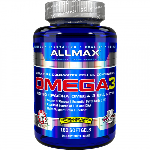 ALLMAX Nutrition, Omega-3 Fish Oil, Ultra-Pure Cold-Water Fish Oil, 180 Softgels