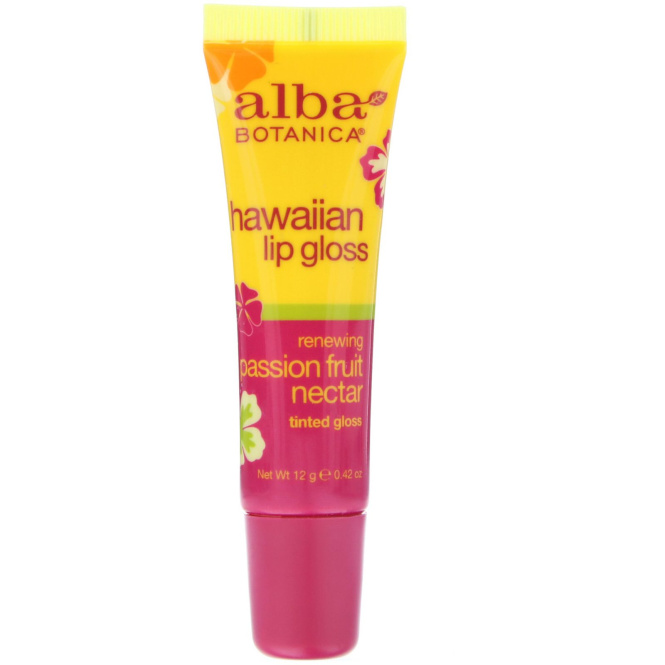 Alba Botanica, Страсть, четкий блеск для губ с фруктовым нектаром, 0.42 унций (12 г)