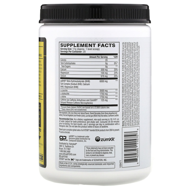 Xtend, Keto Energy, со вкусом фруктового пунша, 340 г (12 унций)