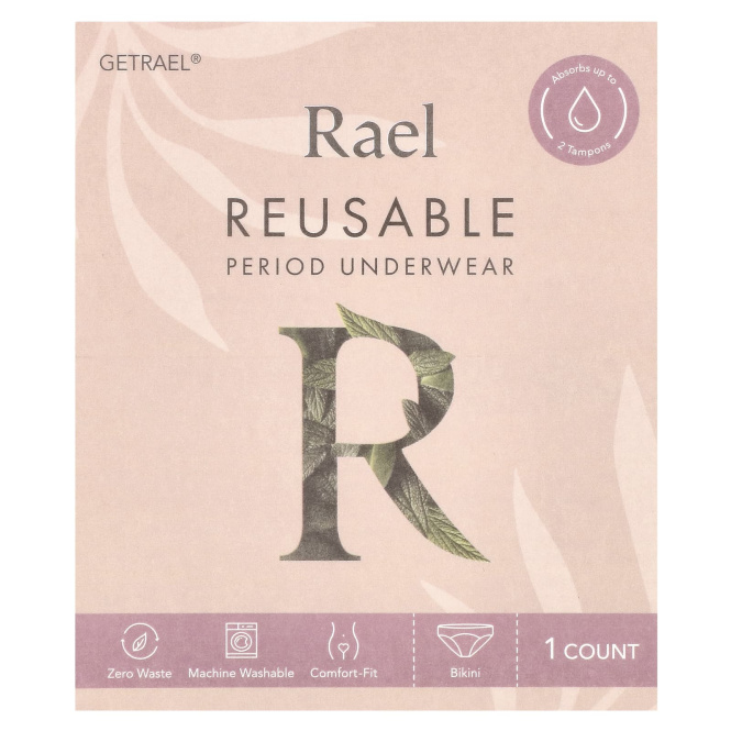 Rael, Многоразовое нижнее белье, бикини, очень большое, черное, 1 шт.