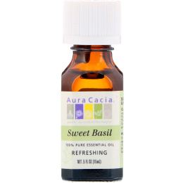 Aura Cacia, 100% Pure Essential Oil, Sweet Basil, .5 fl oz (15 ml)