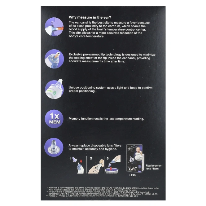 Braun, ThermoScan 5, ушной термометр, набор из 25 предметов