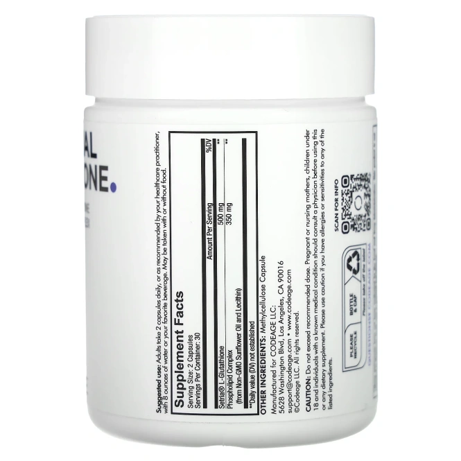 Codeage, липосомальный глутатион, 60 капсул