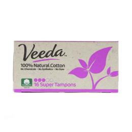 Veeda, 100% Natural Cotton Tampon, Super, 16 Tampons