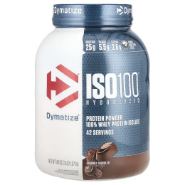 Dymatize Nutrition, ISO 100, гидролизованный 100%-ный изолят сывороточного белка, шоколад гурмэ, 48 унц. (1,4 кг)