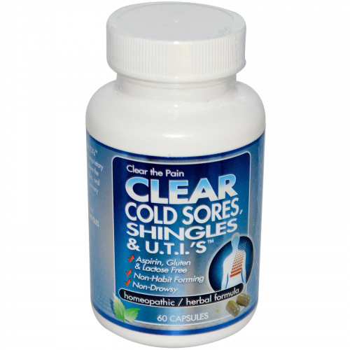 Clear Products, Clear Cold Sores, против лишая и ИМП, 60 капсул