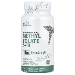Nature's Fusions, Nutri, метилфолат, с повышенной силой действия, 15 мг, 120 веганских таблеток