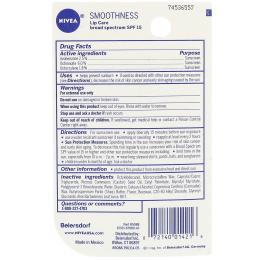 Nivea, Smoothness, уход за губами, SPF 15, 4,8 г