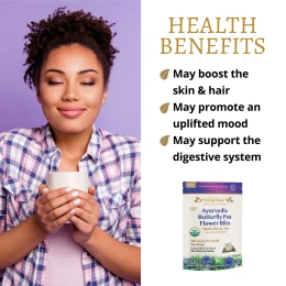 DelighTeas, Ayurvedic Butterfly Pea Flower Bliss, травяной чай, без кофеина, 30 роскошных чайных пакетиков Pyramid, 60 г (2,1 унции)