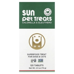 Sun Chlorella, Sun Pet Treats ™, хлорелла и элеутерококк, для собак и кошек, 120 таблеток