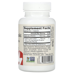Jarrow Formulas, R-альфа липоевая кислота + биотин, 60 вегетарианских капсул