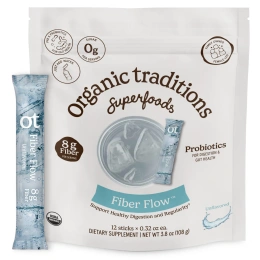 Organic Traditions, Fiber Flow™, без добавок, 12 стиков по 9 г (0,32 унции)
