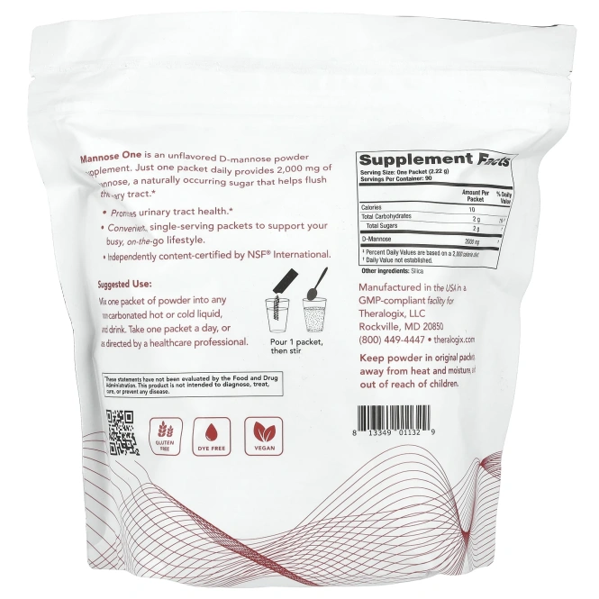 Theralogix, Манноза 1, 90 пакетиков (2,22 г) каждый