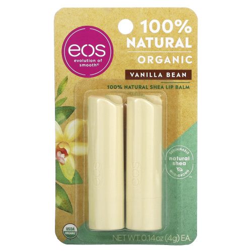 EOS, Бальзам для губ, стручок ванили, 2 шт., .14 унции(4 г) каждый