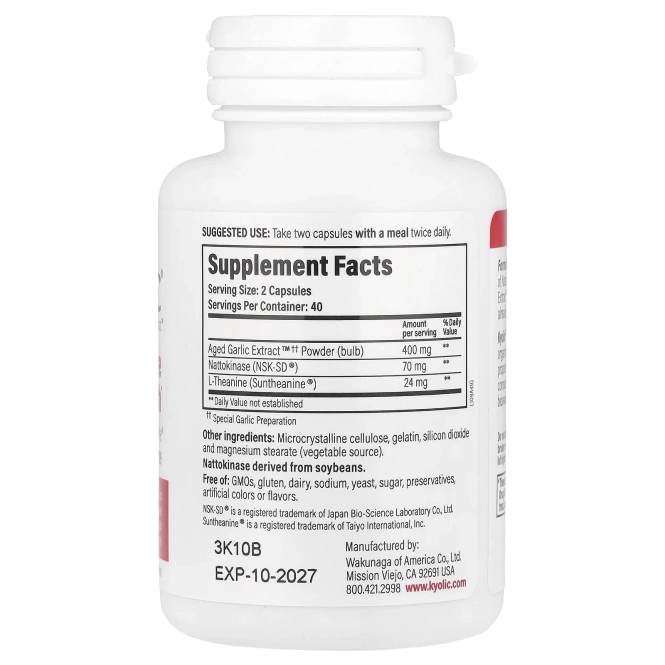 Kyolic, Aged Garlic Extract, формула 109, 80 капсул