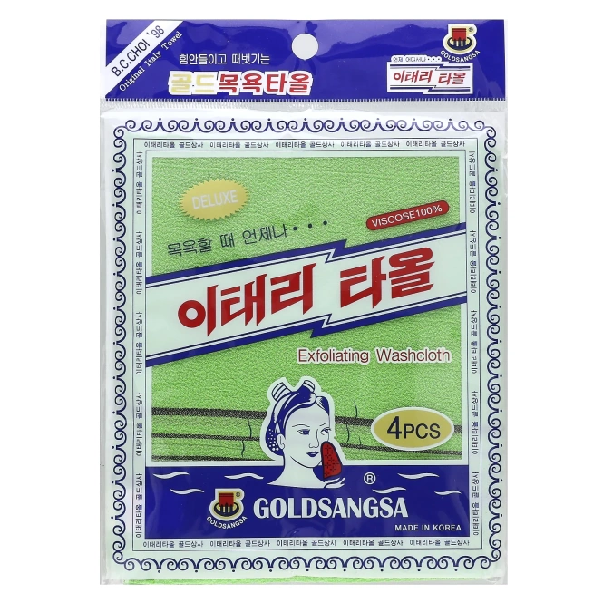 Goldsangsa, отшелушивающая мочалка, зеленый, 4 шт.