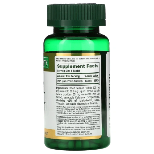 Nature's Bounty, железо, 65 мг, 100 таблеток
