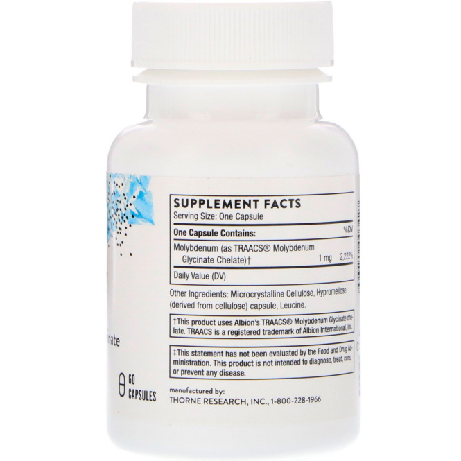 Thorne Research, Глицинат молибдена, 60 капсул