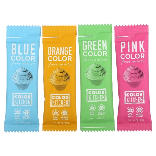 ColorKitchen, Природные пищевые красители, разные цвета, 10 пакетиков с красителями, 0,088 унц. (2,5 г) каждый