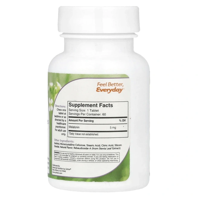 Zahler, мелатонин, апельсин, 5 мг, 60 жевательных таблеток