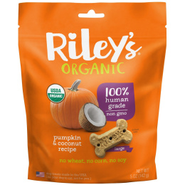 Riley’s Organics, Угощение для собак, Большая кость, Тыква и кокос, 5 унций (142 г)
