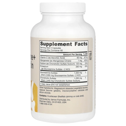 Jarrow Formulas, Глюкозамин с хондроитином, 240 капсул