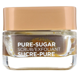 L'Oreal, Скраб Pure-Sugar, гладкость и сияние, 3 вида сахара + виноградные косточки, 48 г