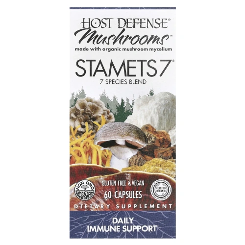 Fungi Perfecti, Stamets 7, ежедневная поддержка иммунитета, 60 растительных капсул