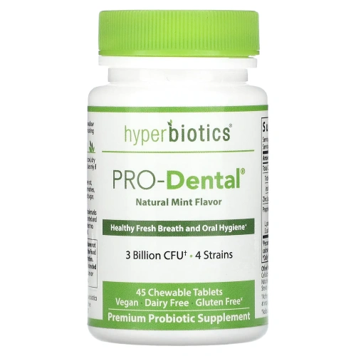 Hyperbiotics, PRO-Dental, натуральный мятный вкус, 45 жевательных таблеток