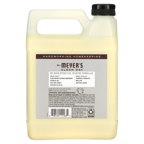 Mrs. Meyers Clean Day, Запасной блок жидкого мыла для рук, с запахом лаванды, 33 жидкие унции (975 мл)