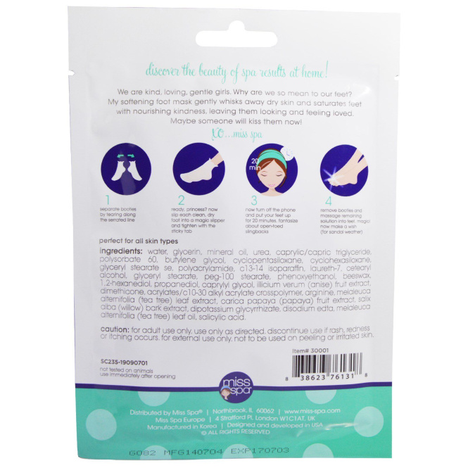 Miss Spa, Смягчайте, предварительно обработанные пинетки, 1 пара