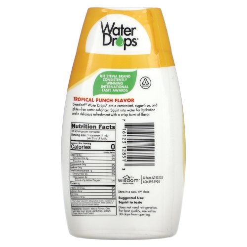 Sweetleaf, WaterDrops - Восхитительный улучшитель воды из стевии Тропический пунш 1,62 жидких унции