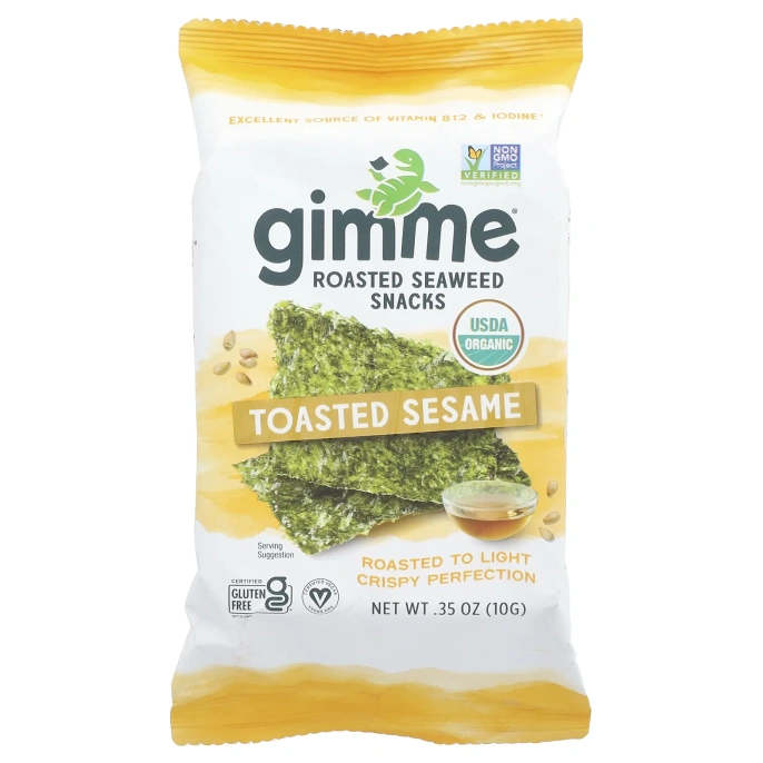 gimMe, Снеки из жареных водорослей, обжаренный кунжут, 10 г (0,35 унции)